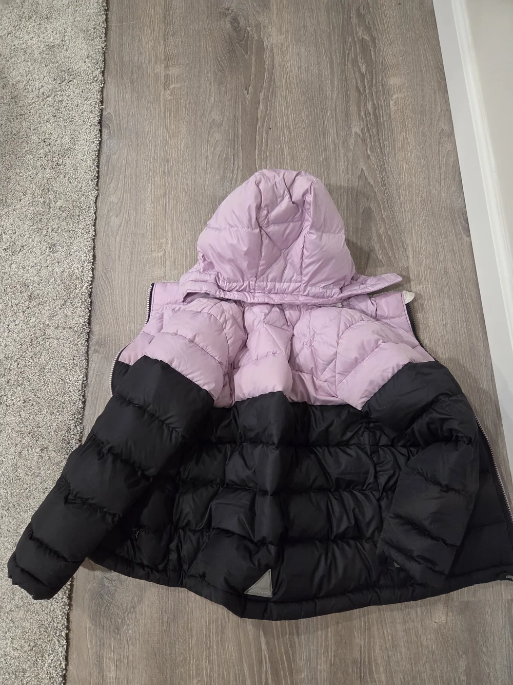 L.L. Bean Little Girls' Midnight Black Sherpa Puffer Jacket with Hood Size (6-7)
